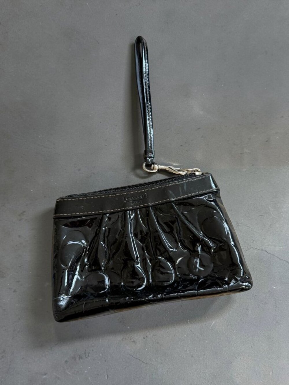 COACH Black Patent Leather Wristlet Clutch